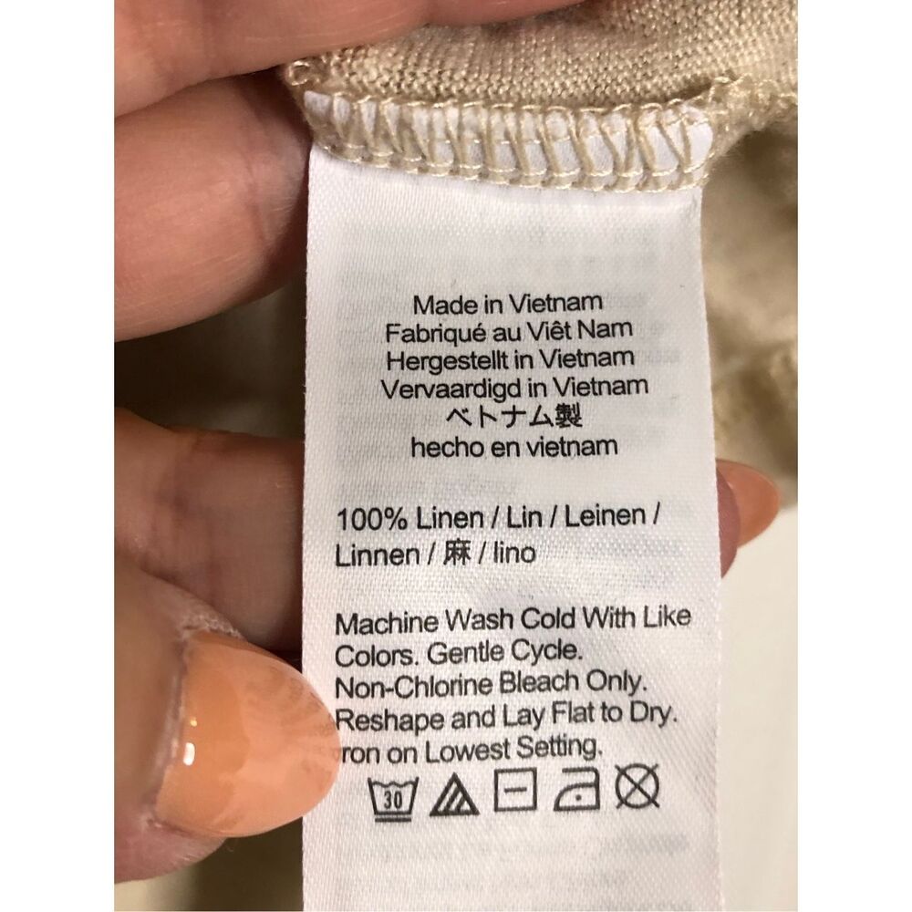 J. Crew 100% Linen boxy Tee folded Sleeve size small minimalist natural fiber - Picture 5 of 8